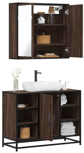 ShGaxin Set de Muebles baño 2 pzas Madera contrachapada marrón Roble, Muebles para Baño, Muebles para Lavabo, Armario Baño - 3300914