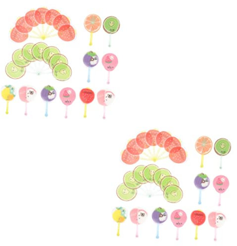 DEARMAMY 2sets Fruit Fan Snacks Cartoon Paper Fan Handheld Fan Folding Squishy Mini Handheld Fan Foldable Folding Fans Bulk Party Mini Hand Fan Bulk Kit Bag 12pcs*2