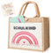 iZoeL Einschulung Geschenk Jutetasche Mädchen Jungen,Schulkind Schultüte Füllung Jute Handtasche, Schulkind, Alles Gute zum Schulanfang“ Schulkind Geschenk mit Grußkarte Geschenkbox