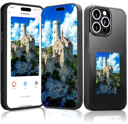 Youery Ink Screen Handyhülle, Personalisierte Hülle für iPhone 15 Pro, Benutzerdefinierte Bilder auf dem Gehäuse Anzeigen, AI Phone Case, NFC-Verbindung, TPU, Schwarz (Schwarz-X, iPhone15 Pro)