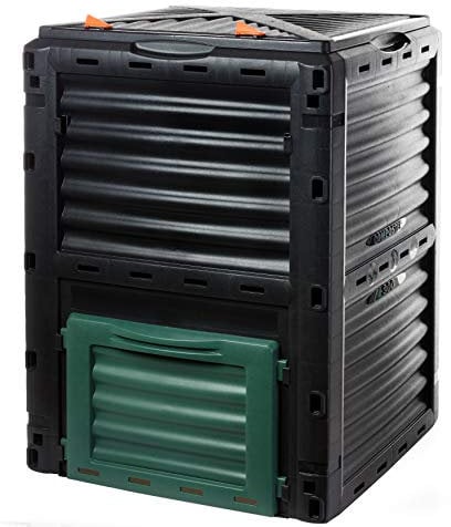 Composteur thermique de jardin de qualité supérieure 300 l - Composteur rapide de qualité supérieure avec couvercle rabattable en plastique solide 100 % recyclé - 83 x 61 x 61 cm - Idéal pour les