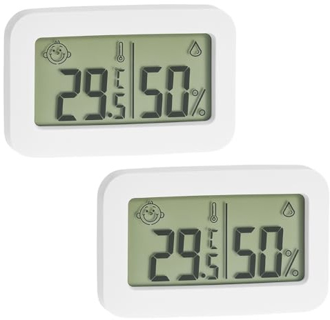 QWORK® 2er-Pack Mini Hygrometer Indoor Thermometer, 34 * 55mm, LCD-Display, für Gewächshaus, Babyzimmer, Büro