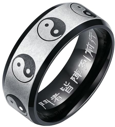 Jpltlvy Edelstahl Bagua Yin Yang Ring für Männer Chinesisches Feng Shui Symbol Design Schmuck Geschenk für den Geburtstag Daily Wear