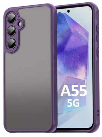 Hülle kompatibel mit Samsung Galaxy A55 | Matte stoßfeste Handyhülle | Kratzfestes Bumper Case | Lila