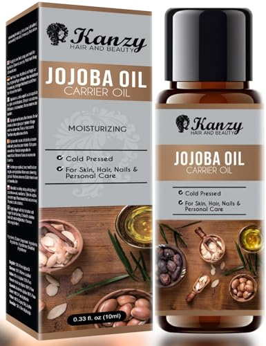 Kanzy olio di jojoba spremuto a freddo, olio di jojoba per capelli, unghie, ciglia e sopracciglia (10 ml, Jojoba)
