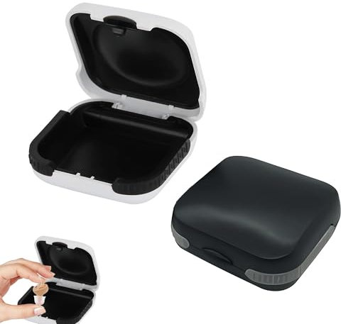 2PCS Portable Hearing Aid Cases Hearing Aid Box Hard Waterproof Hearing Aid Protection Storage Box with Built in High Elastic Silicone Air Cushion Ball to Prevent The Hearing Aid from Broken