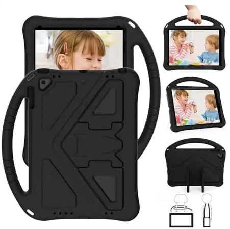 kuaijiexiaopu EVA Handle Silicone Stand Case Compatible with iPad Air 4 2020 /Pro 11 2021(Noir,for iPad11 2020 2021)