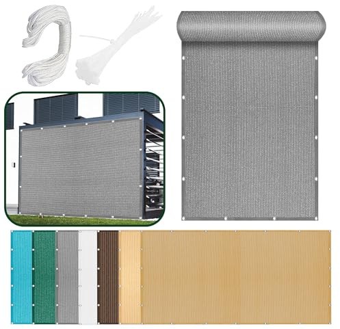 Tenda da Sole per Esterno a Caduta 190 x 350 cm 98% Protection Contre Les Rayons UV Rete Parasole Protezione Solare e Uv, Antistrappo per Giardino e Terrazza, Piscina, Grigio Chiaro