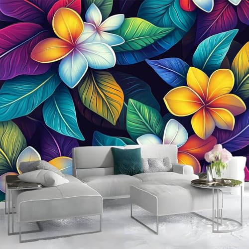 Fototapete Plumeria Hibiskus Bunt Pflanze Foto Tapete Schlafzimmer Wohnzimmer Moderne Vliestapete 3d Wandtapete 200 x 140 cm Wanddeko