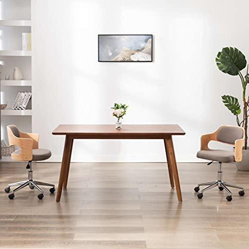 QJBSAVVA Esszimmerstuhl Drehbar Taupe Stoff Sessel mit Rollen Höhenverstellbar 47,5x53x68-76 cm für Küche Wohnzimmer Büro