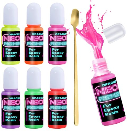 Neon Pigmentpaste, 6 Farben Super Intensive Fluoreszierende Farbe für Epoxidharz, Nagelkunst, Kerzenfarbe, Slime und Badebomben, Hohe Konzentration Farbpigmente für Gießpulver, DIY-Bastelarbeiten