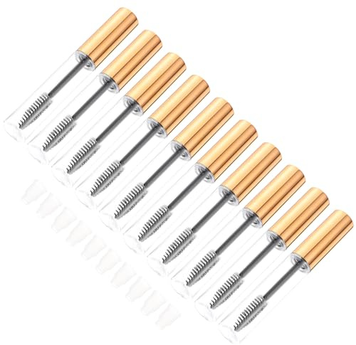 FONDOTIN 10 Stück Leerer Mascarabehälter 10ml aus Kunststoff mit Wimpernzauberstab Leicht und Handlich für Wimpernserum und Kosmetikcreme Anwendung