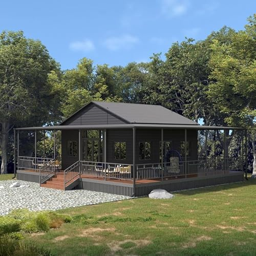 Personalizzabile Casa Prefabbricata Abitabile, Tiny House Prefabbricate Pieghevoli da 37 mq/56 mq/74 mq con 1-4 Camere da letto, Bagno Privato e Cucina