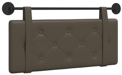 vidaXL Hängendes Kopfteil Grau Kunstleder, Modernes Schlafzimmer, Rechteckiges Wandkopfteil, Gepolsterte Rückenlehne, Minimalistisches Design, Platzsparend und elegant