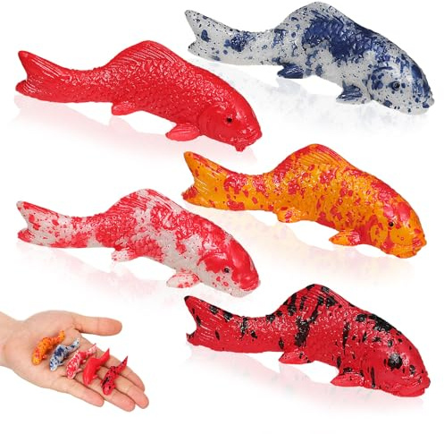 Schwimmende Fischdekoration, Künstliche Fische Weihnachten Feier 5 Stück | Kunstharz, Handbemalte Details, Realistische Optik, für Aquascaping, Zuhause und Tisch Zen Sand