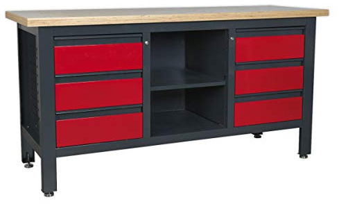 SEALEY ap1905d Workstation mit 6 Schubladen & Offene Ablagefächer