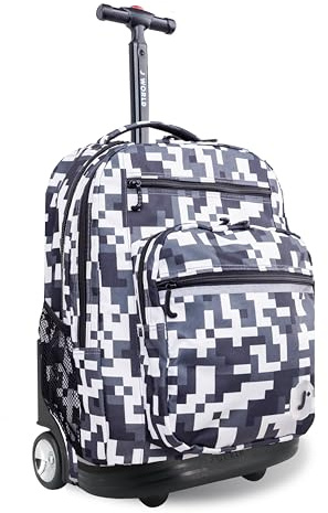 J World Sundance Laptop Rolling Backpack for Girls Boys. Roller Bookbag with Wheels, 20 Inch, Camo