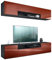 Vladon Wohnwand Mogan, Schwarz matt/Bordeaux Hochglanz - Moderne Anbauwand bestehend aus 2 TV-Boards (181 x 147 x 35 cm)