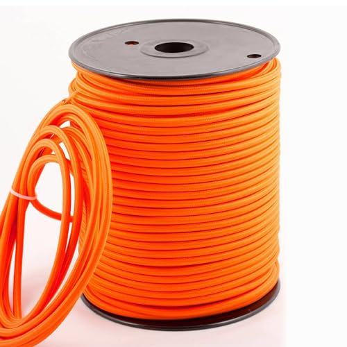 LEDSone 10m 3 Core Round Cable Flexible Wire Pendant Lamp Cord, 3 Conductor 32.8ft Vintage Light Flex Cable DIY Lamps Electrical Wire Lighting Appliance Wiring UK Braided Fabric Wire (Orange 10 meter)