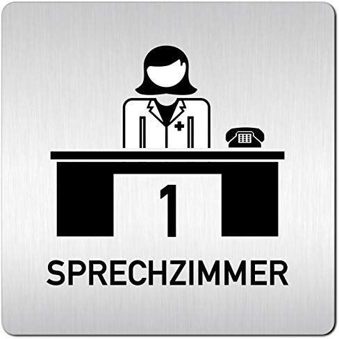 Türschilder24 XXL Schild - Türschild (B) • 125 x 125 mm • Sprechzimmer 1 Ärztin 002 • 1,5 mm Aluminium Vollmaterial • 100% Made in Germany