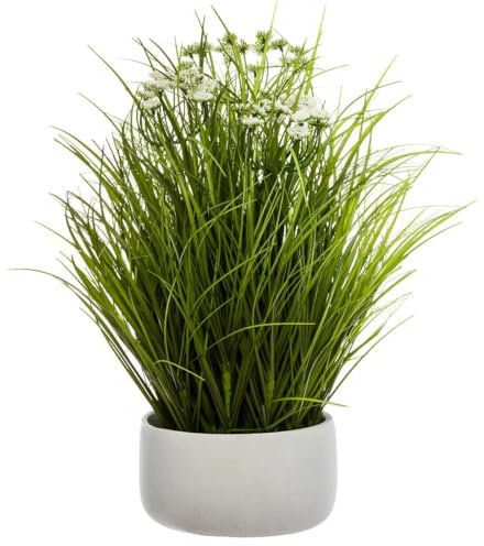 Atmosphera - Künstliche Wildkräuter - Zementtopf - H40 cm - Weiß