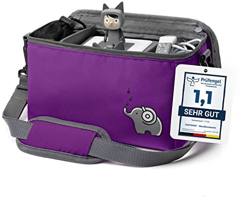 fantifant Musikbox Tasche für Tigerbox oder Toniebox Tasche für Box und Zubehör mit flexiblen Innenfächern I mit recyceltem PET I seepferdchenlila