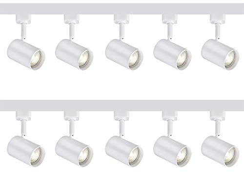Adjustable Multi Directional 5M 5 Meter 10 White Spot Lights Kitchen Home Office Shop Exhibition Display Lighting Spot Track Rail Tape Lighting Full Kit 5W GU10 LED Bulb