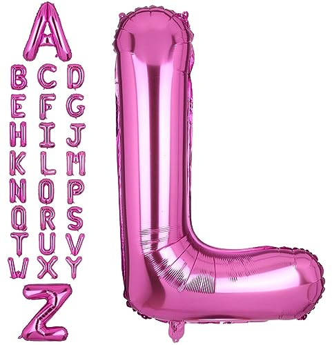 40 Inch Giant Pink Letter L Foil Helium Balloons Big Single Mylar Balloon Birthday Party Decoration Supply Baby Shower (Pink L)