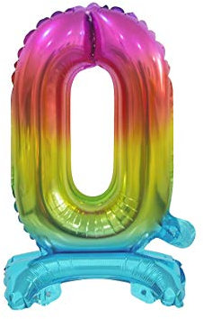 GoDan Beauty&Charm Luftballons Zahlen 0-9 zum Aufstellen auf dem Tisch 38 cm Folienballon Geburtstagsluftballons Zimmer und Raumdekoration beim Geburtstag Jubiläum (Zahl 0 Regenbogen)
