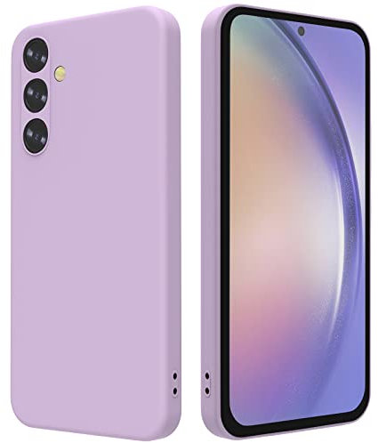 AHABIPERS Liquid TPU Silicone Case for Samsung Galaxy A54 5G Case, Individual Protection for Each Lens, Gel Rubber Shockproof Cover with Soft Microfiber Cloth Cushion for Samsugn Galaxy A54 5G-Purple