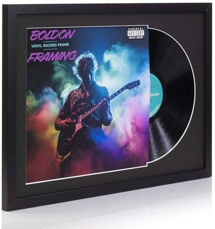 12 Vinyl LP Record and Album Cover Black Frame with Black Mount Memorabilia Wall Art Display