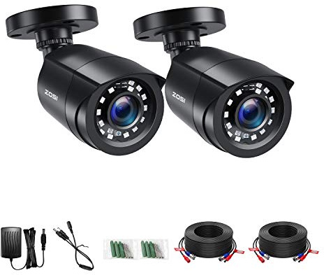ZOSI 2X 1080P FHD Außen Überwachungskamera Bullet Kamera Set mit Kabel und Netzteil, 1080P TVI Ausgang
