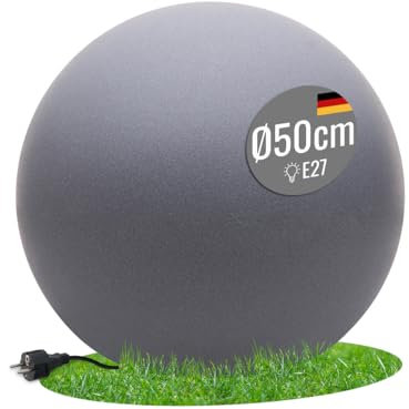 8 seasons design LED Kugelleuchte 50 cm, Shining Globe (grey), E27, Leuchtmittel warmweiß – wetterfest – große Kugellampe für außen (Garten, Terrasse, Balkon) und innen – robust & langlebig