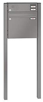 RENZ/Basic B/Freistehende Briefkastenanlage Standbriefkasten/RAL-Farbe 9007 Volumen 12 L/zum Einbetonieren/Sprechsieb oben/Dein-Briefkasten.de