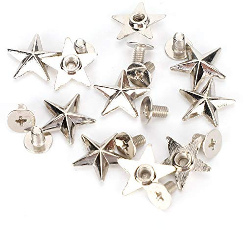 Remache de estrella, remache de tachuelas en forma de estrella de aleación de zinc para eathercraft bolsas de ropa hechas a mano(plata)