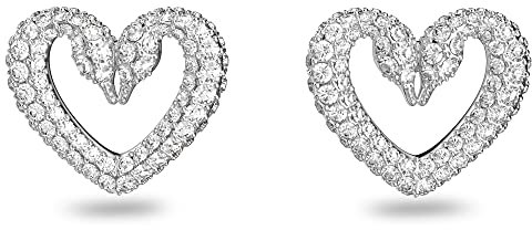 Swarovski Una Ohrstecker, Rhodinierte Damenohrringe mit Edlem Schwan-Motiv und Klaren Swarovski Kristallen