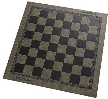 OUMIFA Schachspiel Geprägte Design Leder Internationale Schachbrett-Spiele-Checkers Allgemeines Universal-Schachbrett Geburtstagsgeschenk(Green)