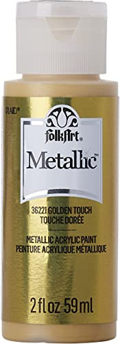 FolkArt Metallische Acryl-Bastelfarbe, Golden Touch, 59 ml, Premium-Metallic-Finish, perfekt für einfach aufzutragen, DIY-Kunst und Handwerk, 36221