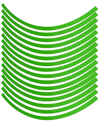 Ejoyous 16pcs Motorcycle Rim Edge Stickers, Car Rim Stickers Reflective Side Strips Adhesive Strips Decorative Strips for 16-19 inch car bike and mortorcycle wheels(Luminous green)