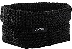 blomus | Häkelkorb -TELA- | Farbe Black | Größe M L15xB10xH9cm | Aufbewahrungskorb aus Kunstfaser