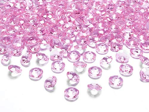 Partyloon - 500 - Rosa - Acryl Diamanten- leuchtende Deko-Steine ca. 12 mm - Tischdekoration, Hochzeit, Verlobung, Geburtstag, Valentinstag - Tisch-Deco von Partyloon