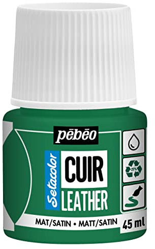 PEBEO - Setacolor Leather - Acrylic Paint for Leather and Leatherette - Customization Bag, Shoe, Sneaker - Resistance to scratches, folds, rubbing - Matt/Satin finish - Cactus Green - 45 ml
