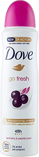 6x Dove deo Go Fresh Deodorant Spray Açaí und Lotusblüte Antitranspirant, Alkoholfrei 48 Stunden 150 ml + Italian Goumet Polpa 400g