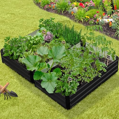 IDMarket - Lot de 2 carrés Potager en métal châssis rectangulaire 80x115 cm Gris Anthracite