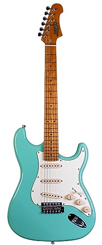 Jet Guitars JS300 SFG Strat Gitarre, massiver Lindenholzkörper, 22 Bünde gerösteter Ahornhals, Keramik-Tonabnehmer, traditionelles Tremolo
