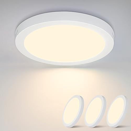 Glitzerlife LED Deckenleuchte Rund Flach - 3 Stück Modern Weiß Deckenlampe Flurlampe Warmweiß 3000K 18W IP44 Wasserfest für Küche Büro Wohnzimmer Badezimmer Kinderzimmer Schlafzimmer Ø23CM