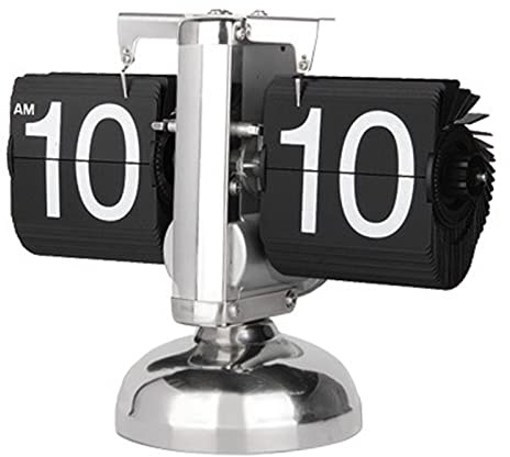 Retro-Flip-Uhr, Digitale Flip Schreibtischuhr Tischuhr Batteriebetriebene Minimalist Einfuß mechanische Auto Flip Clock Schreibtischuhr Für Zuhause Wohnzimmer(Schwarz)
