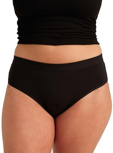 saalt Cotton Brief - Leakproof Period Underwear - Mid-Rise, Full Coverage Womens Underwear - Made of Soft, Breathable Cotton - Reusable & Washable - Replaces 3 Pads or 4 Tampons - size XL, Black