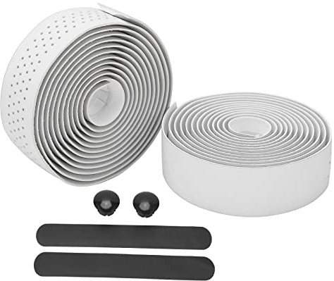 HERCHR Fahrrad-Lenkerbänder, Fahrrad-Lenkerband, Fahrrad-Lenkerband, Rennrad-Lenkerband Mit Endstopfen, Fahrrad-Lenkerband(Silber)