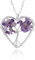 Equilibrium Tree of Life Silver Plated Necklace - Heart Amethyst, Circle Aventurin, Heart Rose Quartz or Circle Natural Quartz (Heart Amethyst)